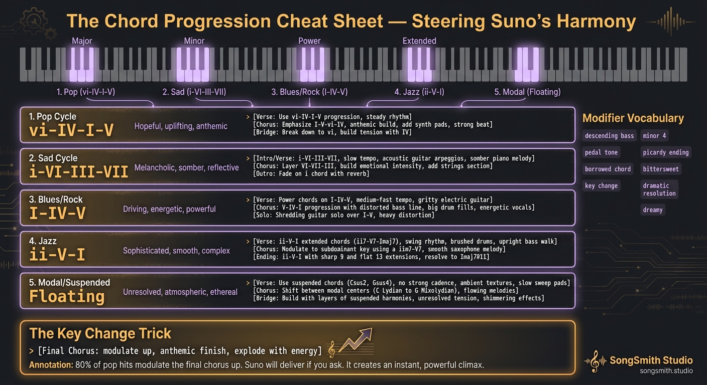 The Chord Progression Cheat Sheet — Tags That Actually Steer Suno's ...